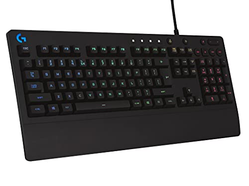 Logitech G213 Prodigy Gaming-Tastatur, RGB-Beleuchtung, Programmierbare G-Tasten, Multi-Media Bedienelemente, Integrierte Handballenauflage, Spritzwassergeschützt, UK UK QWERTY-Layout - Schwarz