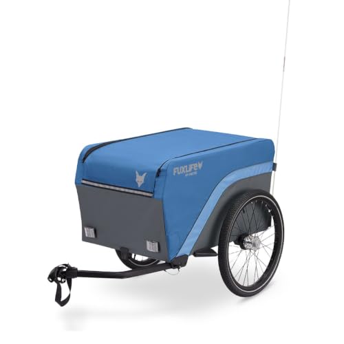 FUXLIFE Fahrradanhänger FX-LA120 blau • 2-in-1 faltbar • 120L Lastenanhänger mit 47,8kg Zuladung • 120L Packvolumen • als Bike Cargo Trailer oder Handwagen für Alltag