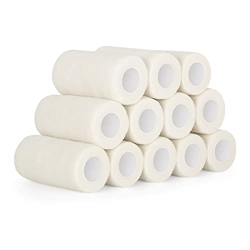 SEADESKY 12 Rollen Selbstklebender Verband 10cm Kohäsive Bandage (Weiß)