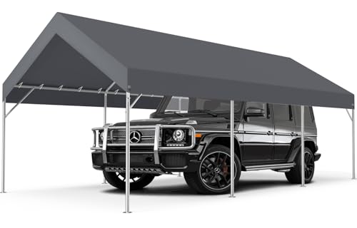 MasterCanopy 3,6 x 6 m verzinkter Stahl Garagenzelt Lagerzelt Gerätehaus Carport PE Dach, Grau
