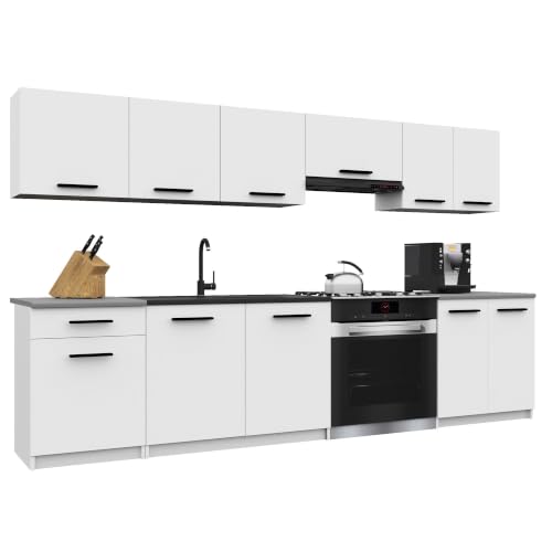 Belini Italia 2 Küchenzeile Küchenblock 240cm Weiß Matt