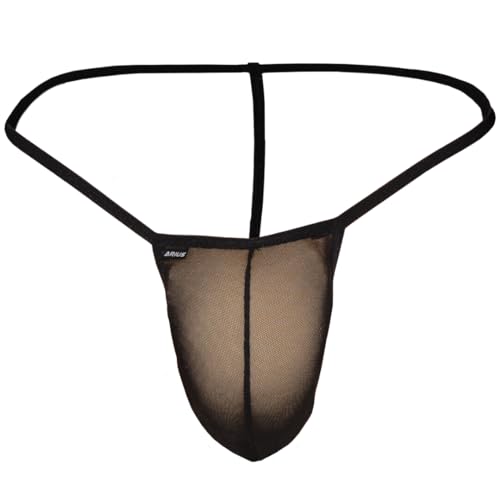 ARIUS Sexy Herren Tanga mit Schwarzer Transparenter Farbe - sexy unterwäsche für Mann - männertanga - Herren Dessous erotisch - Made in Europe (S, Farbe) Farbe 1 Einheit, Regular