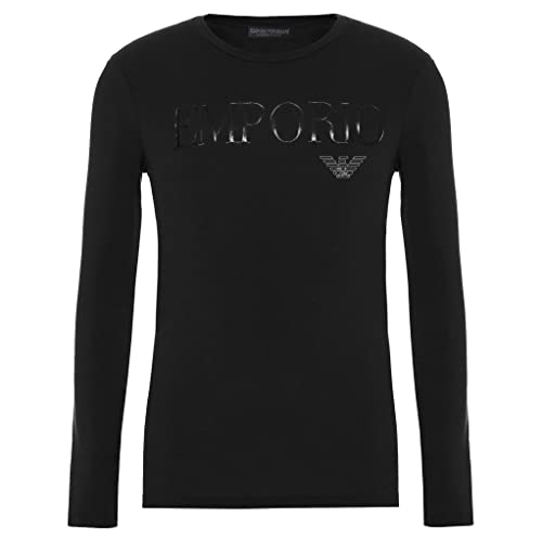 Emporio Armani Herren T-Shirt 111653 CC716 00020 Rundhals Langarm Gr. L, Schwarz