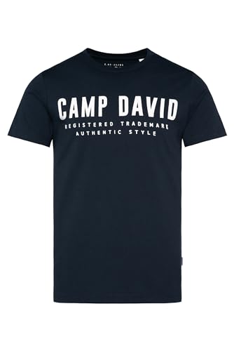 Camp David Herren Basic Logo T-Shirt, 100% Baumwolle, Rundhalsausschnitt, Regular Fit, Blue Navy, XXXL