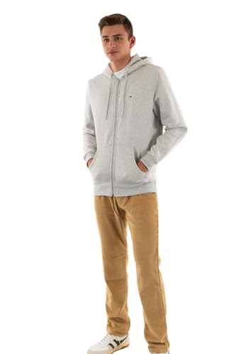 Tommy Jeans TJM Reg S Flag Zip Fleece Thru Kapuzenpullover, Herren, Grau (Silver Grey Heather), L