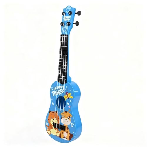 Gitarre für Kinder, 42cm Kindergitarre, Musikspielzeug Ukulele Instrument, Stimmbare Nylonsaiten, Kindergitarre Musikinstrumente, Mit 4 Verstellbaren Saiten und Plektren, für Kinder (Tiefblau)