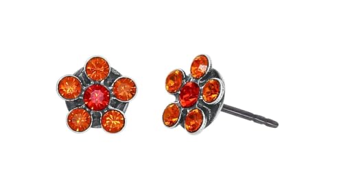 Konplott: Ohrstecker Lost Garden, kleine Kristallbüten-Ohrstecker, für Damen/Frauen (orange)