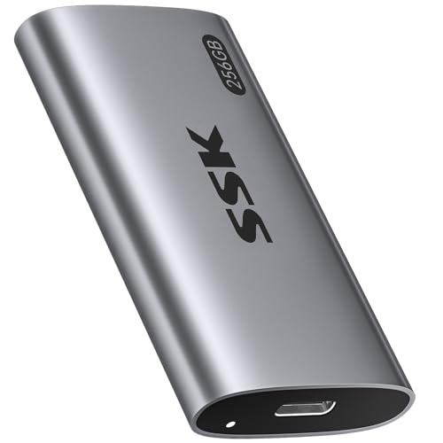 SSK Externe SSD 256GB, bis zu 550MB/s, USB-C Portable SSD Festplatte Extern