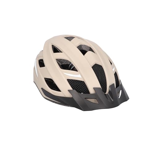 FISCHER Erwachsene Fahrradhelm, Radhelm, Cityhelm Urban Plus Dallas, L/XL, 58-61cm, beige, mit integriertem LED-Rücklicht