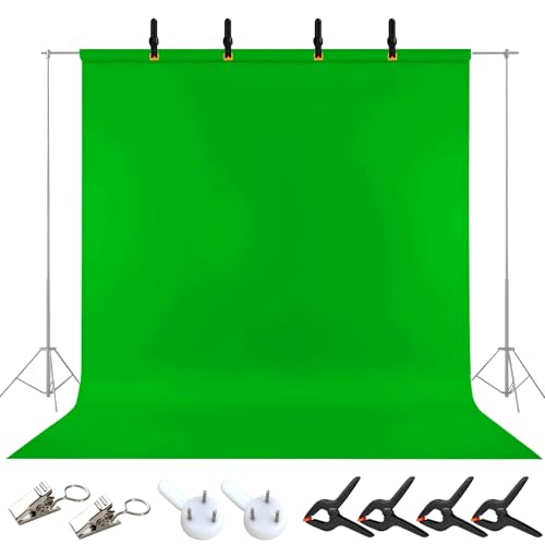 Greenscreen, 2M x 3M Green Screen mit 4 Klemmen, Fotohintergrund Faltbarer, Grüner Hintergrund, Stoff Greenscreen für Fotostudio, Video, Modefotografie, Hochzeiten, Partys und Interviews