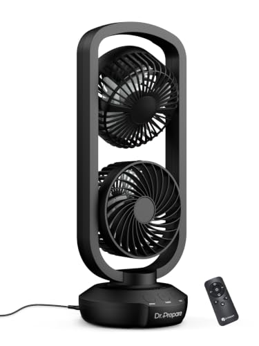 DR.PREPARE Tischventilator Klein Turmventilator mit Fernbedienung 40cm Ventilator mit 3 Stufen, 105° Oszillation, 3 Timer Table Fan Tragbarer Ventilator für Schlafzimmer Küchen Büro