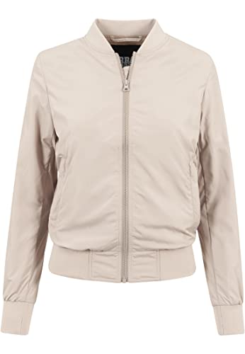 Urban Classics Damen Light Bomber Jacket – leichte Übergangsjacke im Regular Fit aus Polyester mit Reißverschluss und Rippbündchen für Freizeit und Streetwear,Sand,L