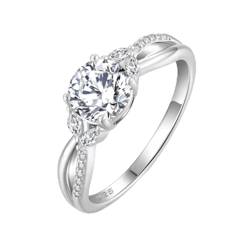 FJ Verlobungsring Damen 925 Sterling Silber Unendlichkeit Ring Eheringe Antragsring Promise Ring mit Zirkonia Schmuck Geschenke für Frauen Größe 56