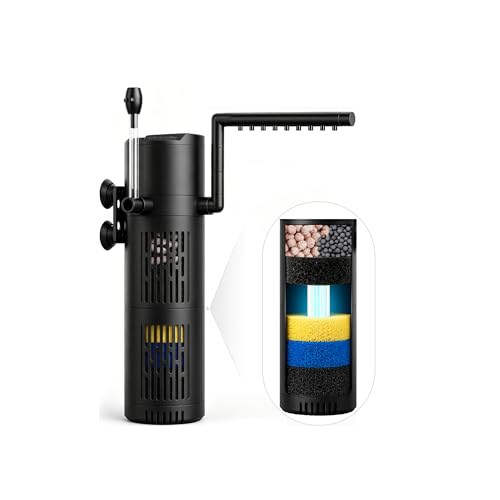 Aquapapa U-V Aquarium Filter, 6-Lagige Aquarium Pumpe für 30-110L Aquarien