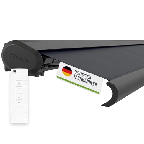 empasa elektrische Vollkassettenmarkise 'Profi' Kassettenmarkise Gelenkarmmarkise Markise Sonnenmarkise Sonnenschutz komplett vormontiert, Farbe:anthrazit, Größe:4 x 3 m