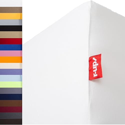 r-up Beste Spannbettlaken Doppelpack 90x200-100x220 bis 35cm Höhe viele Farben 95% Baumwolle / 5% Elastan 230g/m² Oeko-TEX stressfrei auch für hohe Matratzen (Weiss)