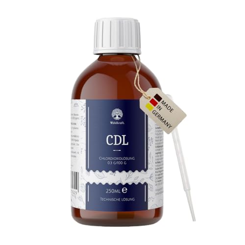 Waldkraft CDL/CDs - 0,3% Chlordioxidlösung | Gebrauchsfertig für keimfreies Trinkwasser | Ohne Zusatzstoffe | Ideal für unterwegs | 250 ml CDL in Braunglas mit HDPE-Pipette