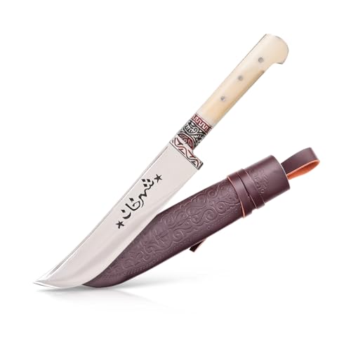 ZARENHOFF Usbekisches Kochmesser Pchak - Klingenlänge 16 cm Kohlenstoffstahl Premium Küchenmesser inkl. Schutzhülle Messer Chefmesser Handgeschmiedet Knochengriff