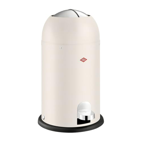 Wesco Kickmaster Junior Abfallsammler in der Farbe sand matt, pulverbeschichtetes Stahlblech, eingebauter Dämpfer, 12 Liter Volumen, Kunststoff-Einsatz, Einwurfklappe