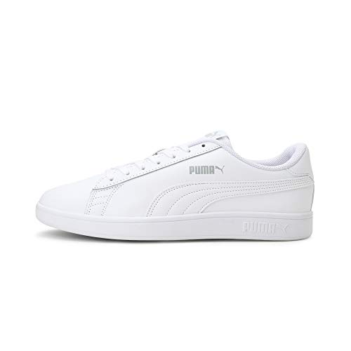 PUMA Unisex Puma Smash v2 L Low-Top, Puma White-Puma White, 43 EU