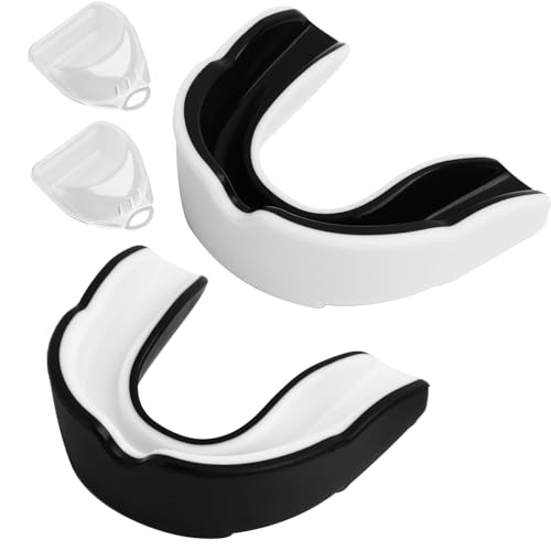 2 Stück Sport Zahnschutz, Sport Mundschutz für Erwachsene, Mundschutz Boxen mit Tragbarer Hygienebox für Rugby, Boxen, Kampfsport, Hockey, MMA, Taekwondo und mehr