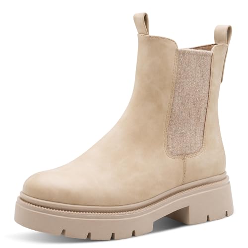 Marco Tozzi Damen Chelsea Boots mit Reißverschluss Vegan, Beige (Beige), 38 EU
