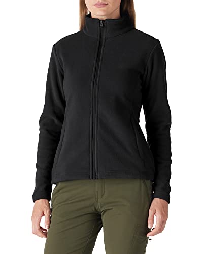 Outdoor Ventures Damen Fleecejacke mit Durchgehendem Reißverschluss Stehkragen Frauen Leichte Fleece Sweatjacke Warme Damenjacke für Laufen, Wandern und Freizeit Schwarz M