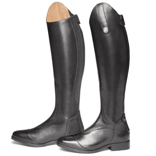 WEHAM Reitstiefel für Damen und Herren, Retro-Ritterstiefel aus PU-Leder, modische Outdoor-Reitstiefel für Pferderennen, Lange Stiefel für den täglichen Gebrauch,Schwarz,47