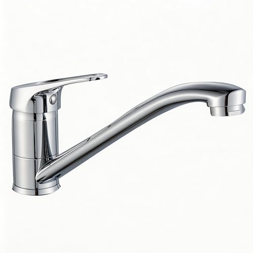 BELZ Küchenarmatur Wasserhahn, 360° Drehbare Einhebelmischer Mischbatterie, mit Keramikkartusche & 60cm Schlauch (Messing Chrom)