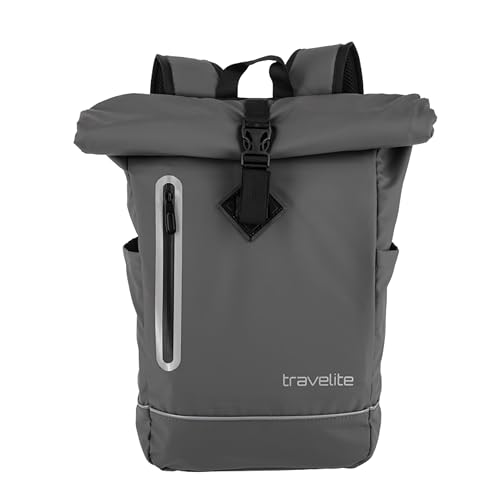 Travelite Rolltop Rucksack wasserfest, Fahrradrucksack, Freizeitrucksack mit Rolltop Verschluss & Reflektoren, BASICS, 48 cm, 19 Liter