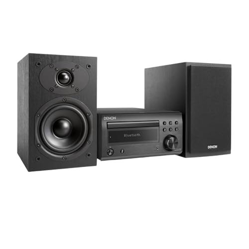 Denon D-M41DAB Kompaktes HiFi-System mit CD, Bluetooth, UKW/DAB+-Tuner, und 2X 30W Ausgangsleistung Premium - Silber/schwarz