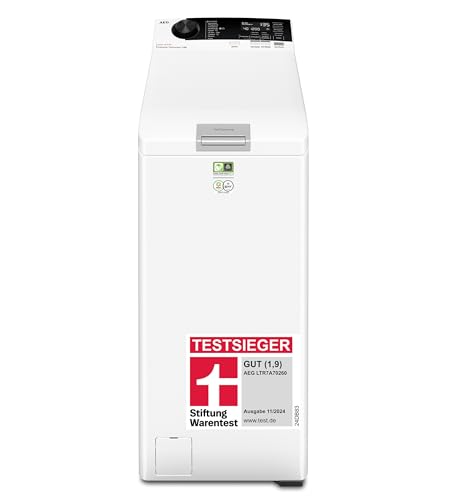 AEG Waschmaschine Toplader, 40 cm, Testsieger Stiftung Warentest, 6 kg, Serie 7000 ProSteam-Dampf-Programm – Weniger Bügeln & mehr Frische, Mengenautomatik, Inverter Motor, 1200 U/min, LTR7A70260