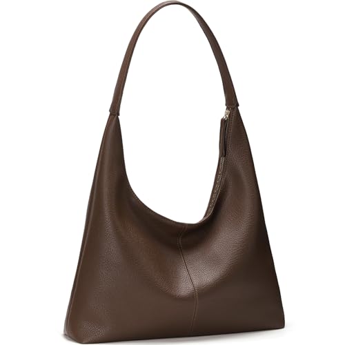 WantGor Große Tote Tasche für Frauen, Vegan Leder Schultertaschen Casual Slouchy Totes Tasche Damen Arbeit Laptop Reise Handtaschen (Braun)