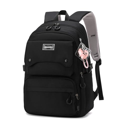 Aucuu Schulrucksack Mädchen & Jungen Teenager, Backpack Damen & Herren mit Anhänger, 15,6 Zoll Laptop Rucksack, Causal Travel Schultaschen, Wasserabweisend Backpack, College-Rucksack