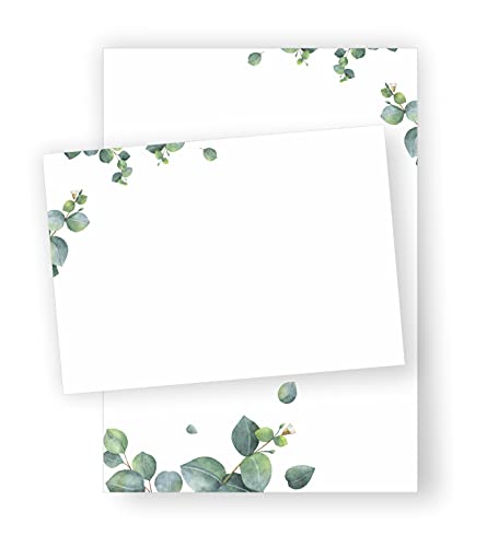 zartbesaitet Eukalyptus Briefpapier DIN A5, Weiß, 20 Blatt, 10 Umschläge