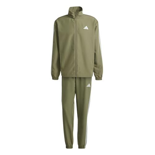 adidas Men's 3 STRIPES WOVEN TRACKSUITS, olive strata, XXL