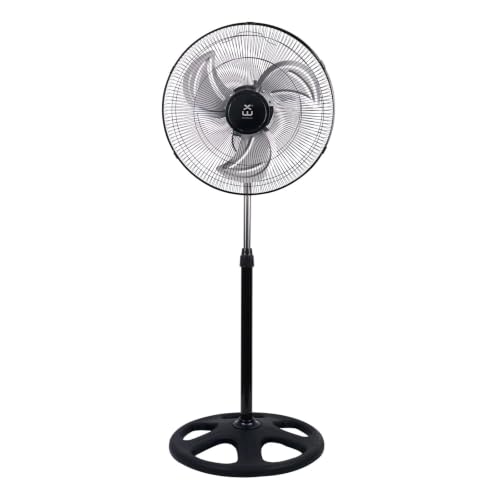 Standventilator 50cm Industrie Ventilator mit 3 Aluminiumflügeln, 80W Starker Luftstrom, 3 Geschwindigkeitsstufen, 90° Oszillation, Höhenverstellbar 101-130cm, Leiser Betrieb für Wohnzimmer Büro
