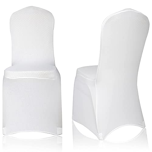 EMART Stuhlhussen Weiß 100 Stück, Polyester Spandex Weiß Stuhlabdeckung Stretch Slipcovers Waschbar für Hochzeit, Party, Bankett Stuhl Dekoration