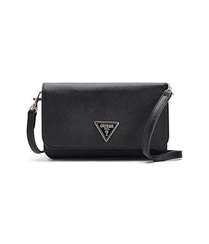 GUESS Damen Noelle Ii Crossbody Flap Organizer Umhängetasche, Schwarz