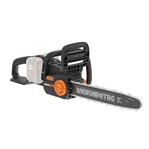 WORX WG385E.9 Akku Kettensäge 40V(2x20V) - bürstenloser Motor - automatische Kettenspannung & Kettenschmierung - 40cm Schnittlänge - 18m/s Schnittgeschwindigkeit - ohne Akku & Ladegerät