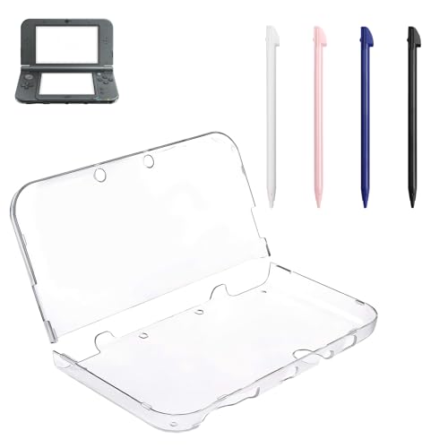 5-in-1 Set, transparente Hartschale + 4 Stifte für New 3DS XL, stoßfeste Schutzhülle, präziser Eingabestift, Zubehör für Nintendo Konsole