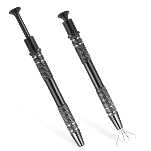 ZEYIYER 2 Stück Piercing Kugel Aufdreher, Schmuck Abholwerkzeug, Edelstahl 4-Klauen Greifer Werkzeug, Piercing Kugelschrauben Werkzeug, Perlen Greifer Abholwerkzeug, Piercing Ball Grabber Tool