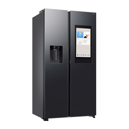 Samsung RS90F67BEFEF Side-by-Side Kühl-Gefrierkombination, AI Kühlschrank mit Gefrierfach, 178 cm, 614 l, Eis-/Wasserspender mit Tank, Family Hub, AI Energy Mode & Voice Control, Black Steel