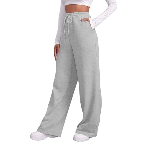 Jogginghose Damen Baggy Weites Bein Sporthose Lang High Waist Trainingshose Einfarbig Freizeithose Mode Sweatpants Bequeme Laufhose Y2K Streetwear Activewear für Damen