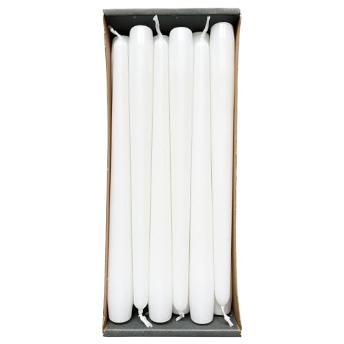 Nordring 12 Stück Spitzkerzen 2,3 cm x 25 cm hoch Weiss – RAL-zertifiziert, tropffrei & raucharm, ca. 8 Std. Brenndauer – Tischdeko & Kerzenleuchter