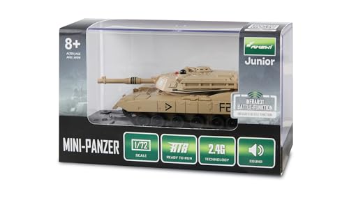 RC Abrams Mini-Panzer ferngesteuert mit IR-Battle-Funktion 1:72 RTR Kinder ab 8 Jahre, Sandbraun