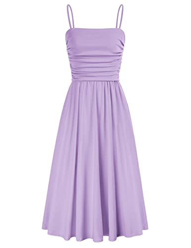 Rockabilly Kleider Damen 50er Vintage Freizeitkleider A-Linien Midi Spaghettiträger Kleid Elegant für Hochzeit CL837-1 M