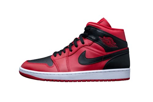Nike Herren Air Jordan 1 Mid Reverse Bred Basketballschuhe, Gym Rot Schwarz Weiß, Größe 42.5 EU