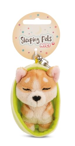 NICI Schlüsselanhänger Sleeping Pets Hund Welsh Corgi 8cm in Körbchen - braun - Treuer-Begleiter für Rucksack oder Tasche, Schlüsselhalter für klein und Groß | 61606