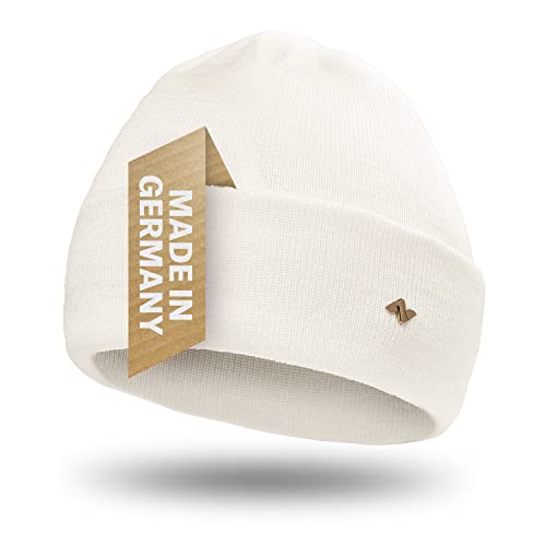 NYTTED® Merino Mütze | 100% feinste Merinowolle | warm, weich & strechbar | Wollmütze für Herren & Damen, Wintermütze, Strickmütze, Merino, Wollweiß
